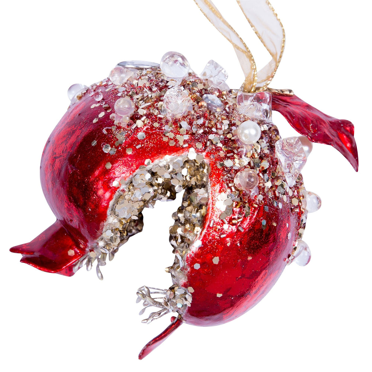 5" Red Dazzling Bejeweled Pomegranate