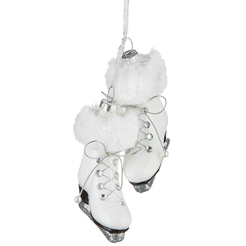 3.5" White Skates w/ Fur Ornament