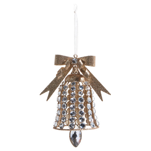 5" Jeweled Bell Gold Glitter