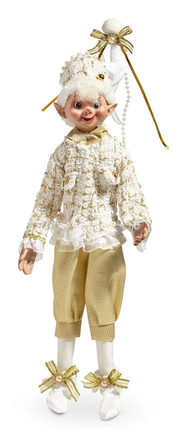 16" Elf Tweed Coat Champagne Posable