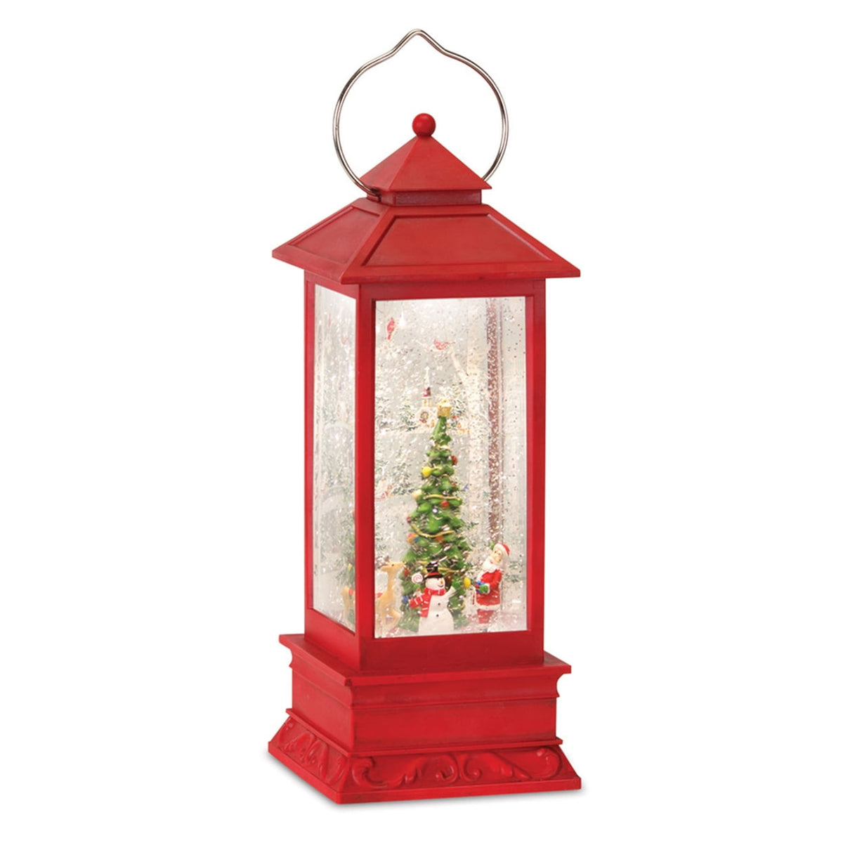 11" Water Lantern Christmas Red