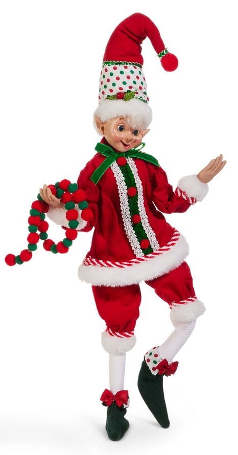 16" Elf Garland Polka Dot Posable
