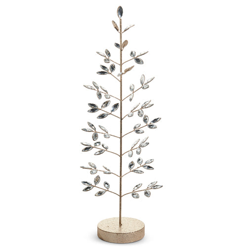 Clear and champagne jeweled decorative tree with a sparkling finish.