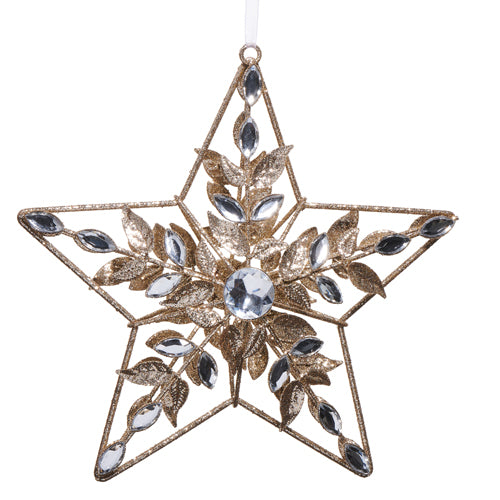 8" Star Jeweled Champagne Clear Ornament