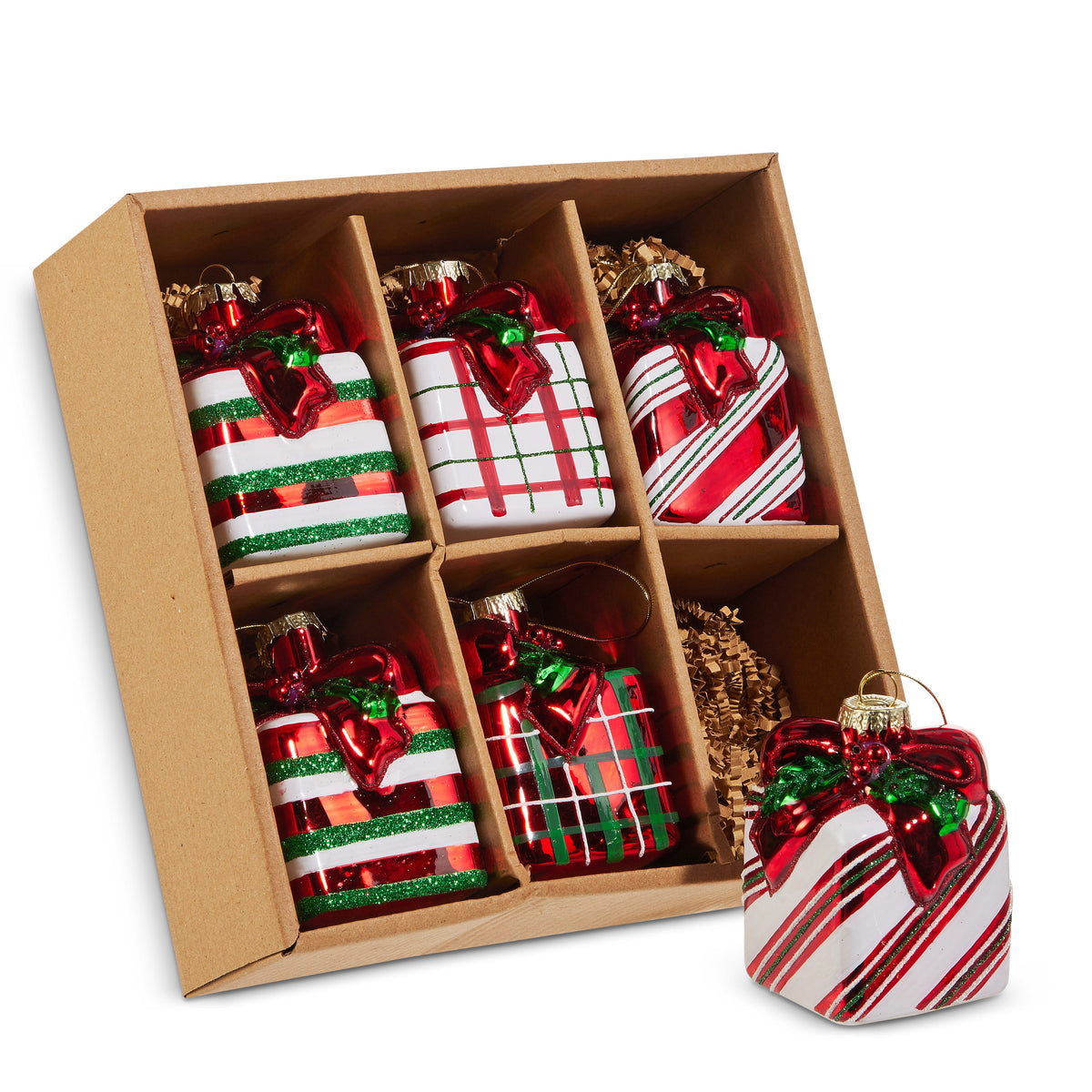 3” Gift Box Glass Ornament
