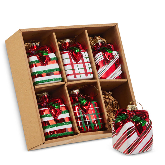 3” Gift Box Glass Ornament
