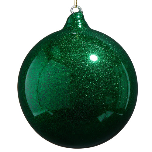 5" Green Glitter Glass Ball Ornament