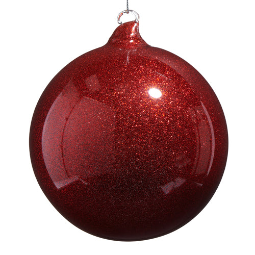 5" Red Glitter Glass Ball Ornament