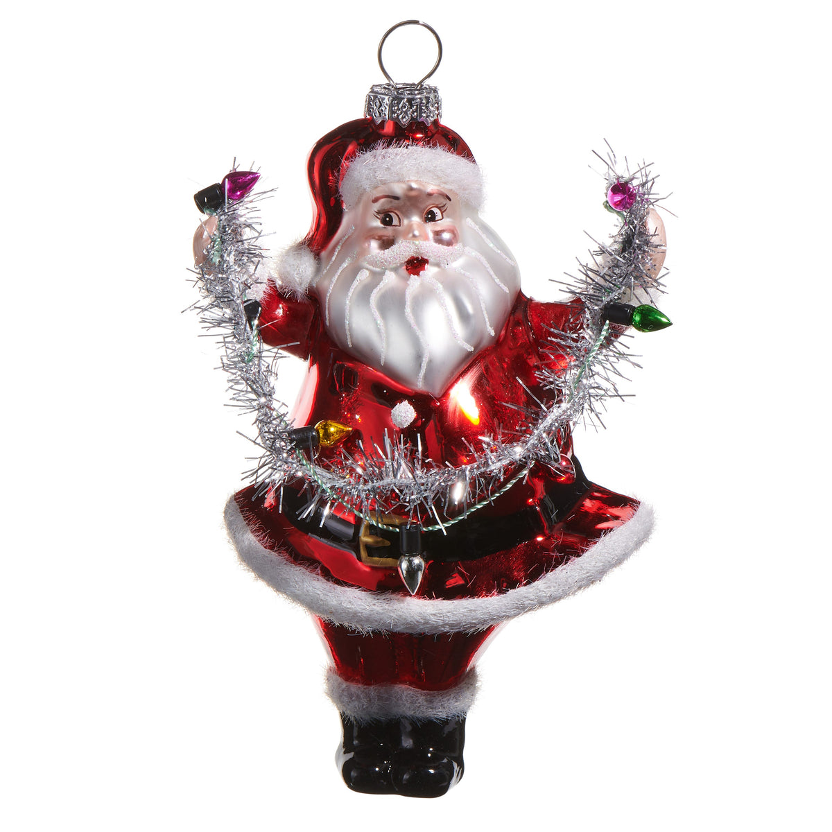 5” Santa Garland Glass Ornament