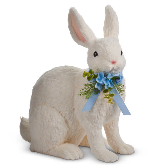 17" Sisal Bunny Blue Bow
