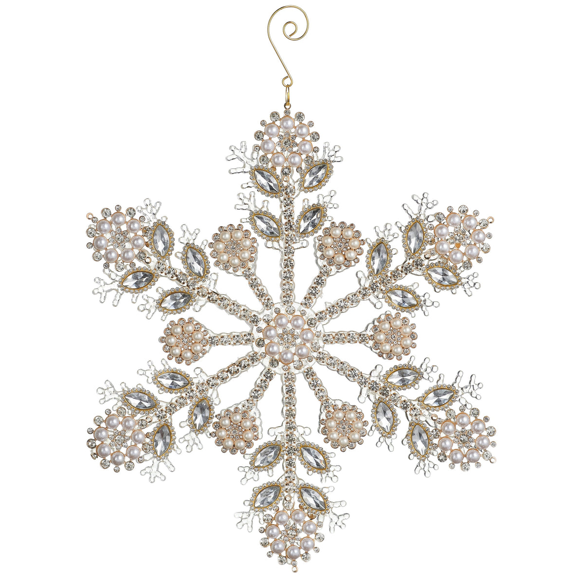 10” Snowflake Pearl Gem Ornament