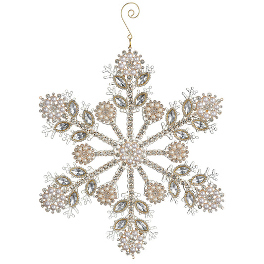 10” Snowflake Pearl Gem Ornament