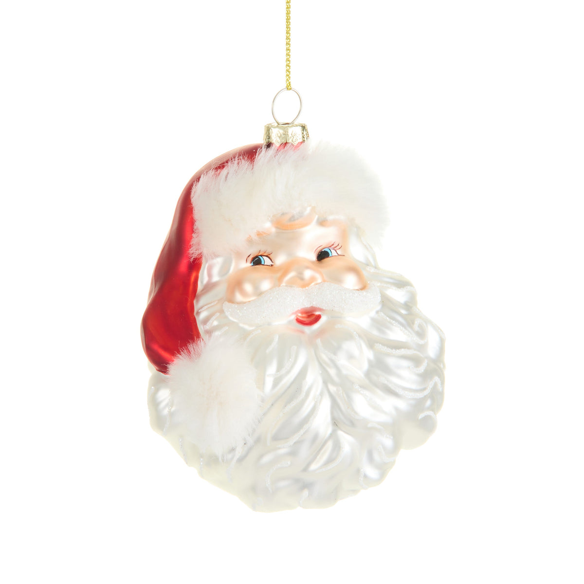 4” Santa Smile Glass Ornament