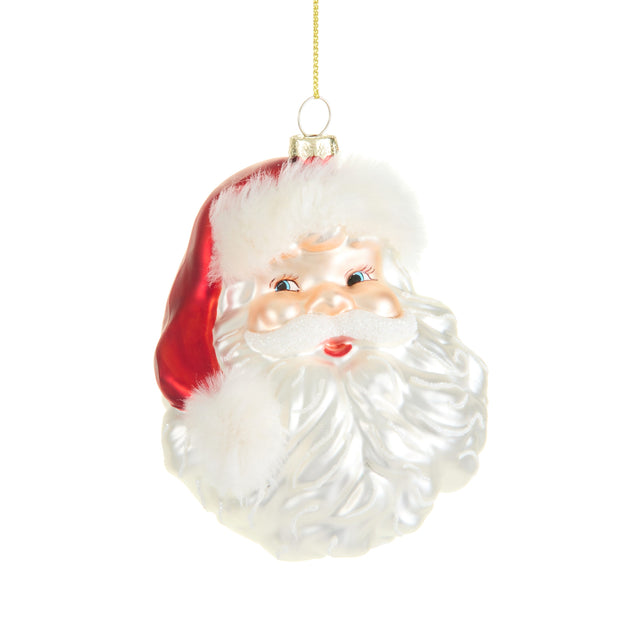 4” Santa Smile Glass Ornament