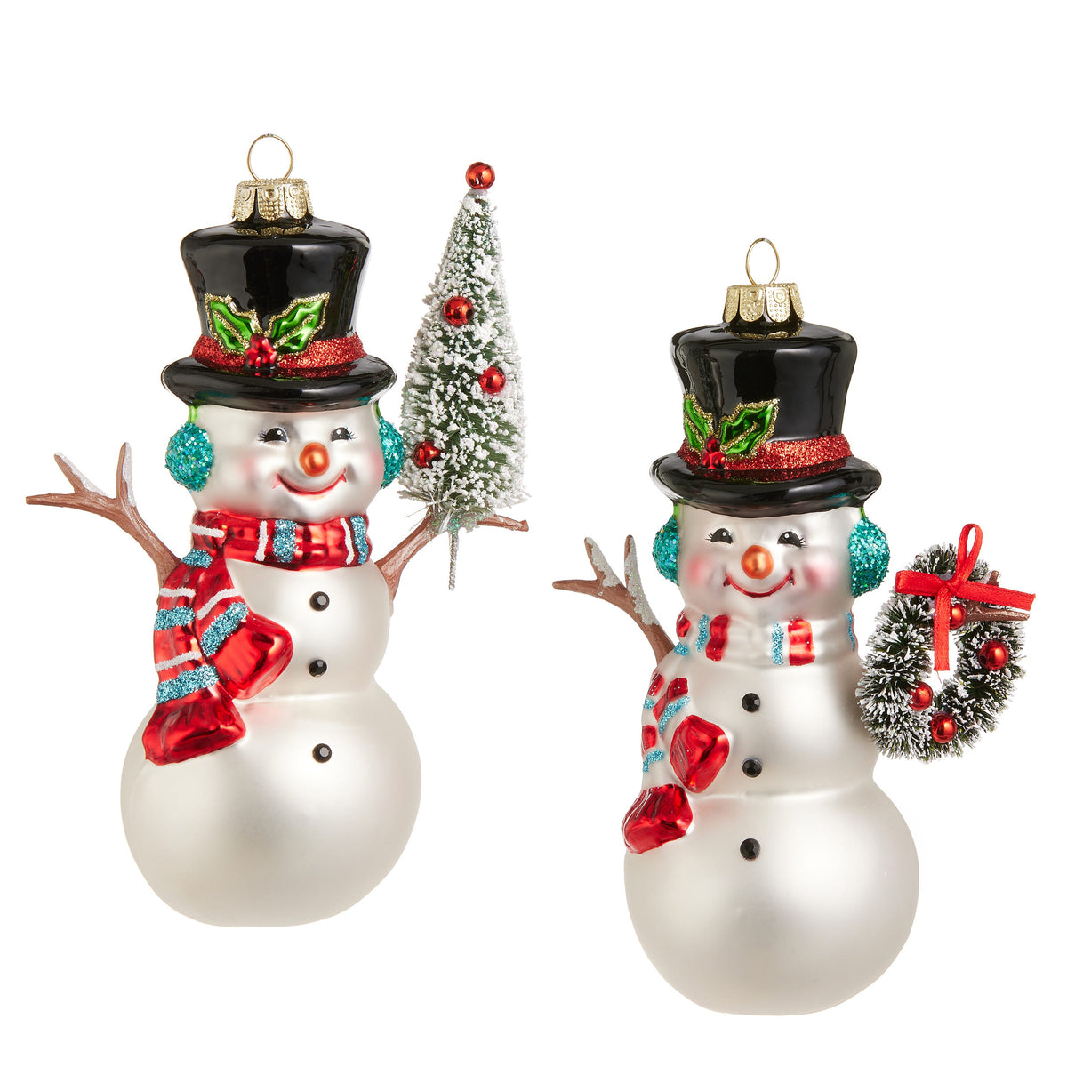 6” Snowman Glass Ornament