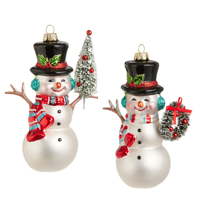 6” Snowman Glass Ornament