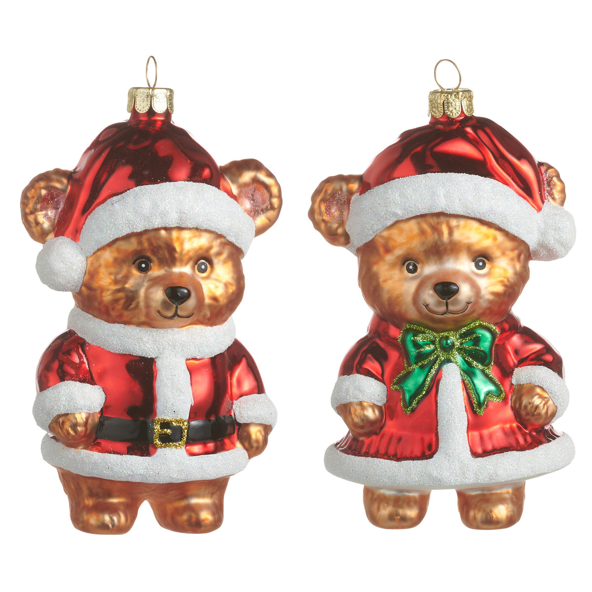 5” Santa Bear Glass Ornament