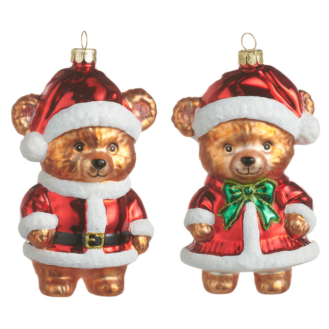 5” Santa Bear Glass Ornament
