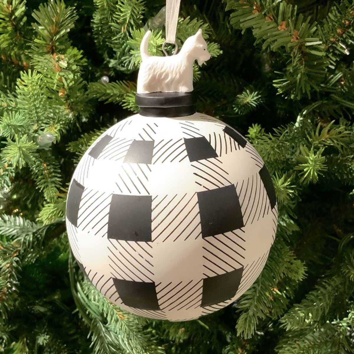 4" Black White Scottie Glass Ornament