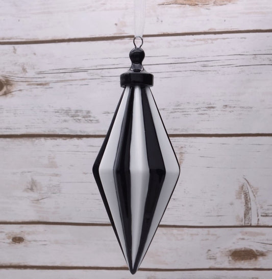 6" Finial Black & White Glass