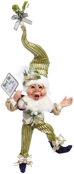 Mistletoe elf figurine, for holiday mantels and shelves