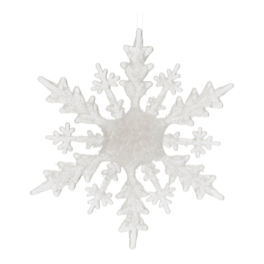 Snowflake ornament with a crystalline winter finish.