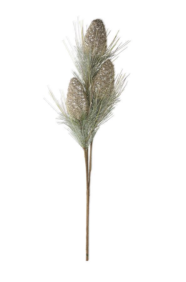 33" Pinecone Spray Silver Glitter