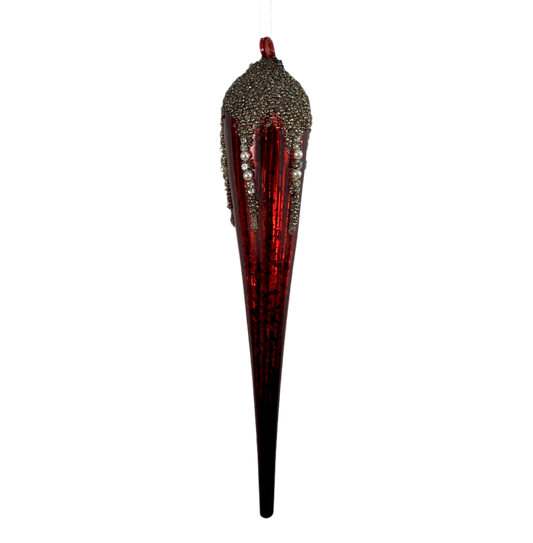 12" Red Beaded Finial