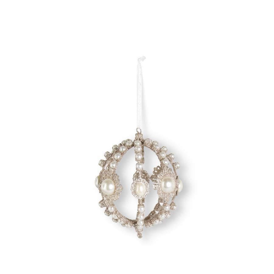 5" Pearl Filigree Champagne Ornament
