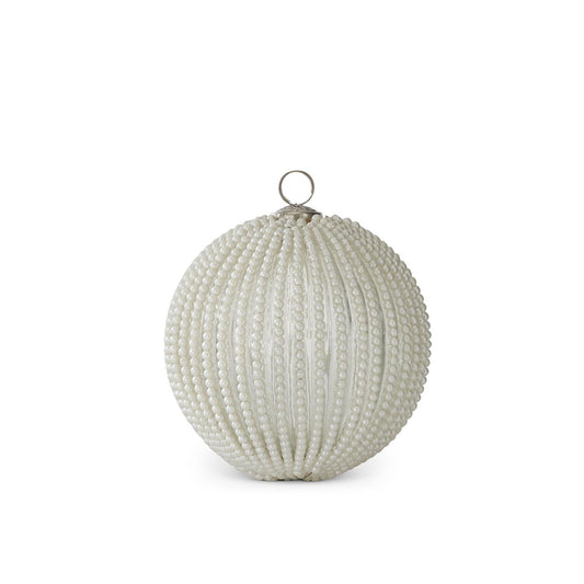 White pearl stripe ornament, 5 inches