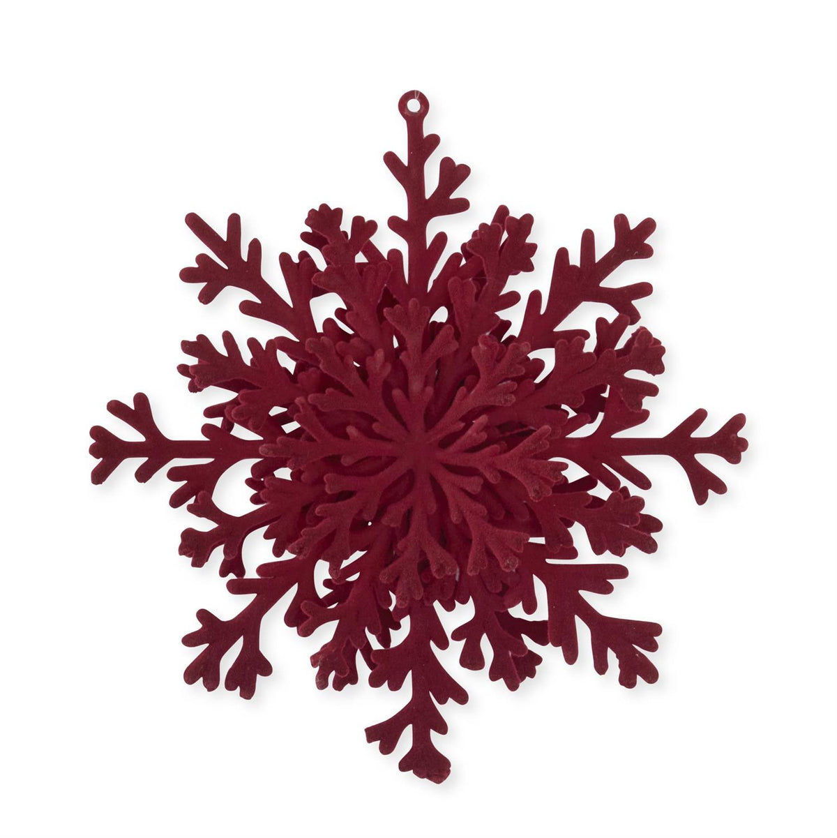 10” Snowflake Burgundy Flocked Ornament