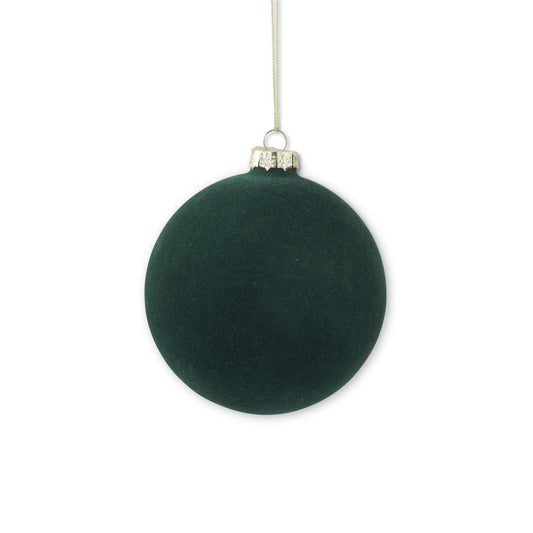 5” Green Flocked Glass Ball Ornament