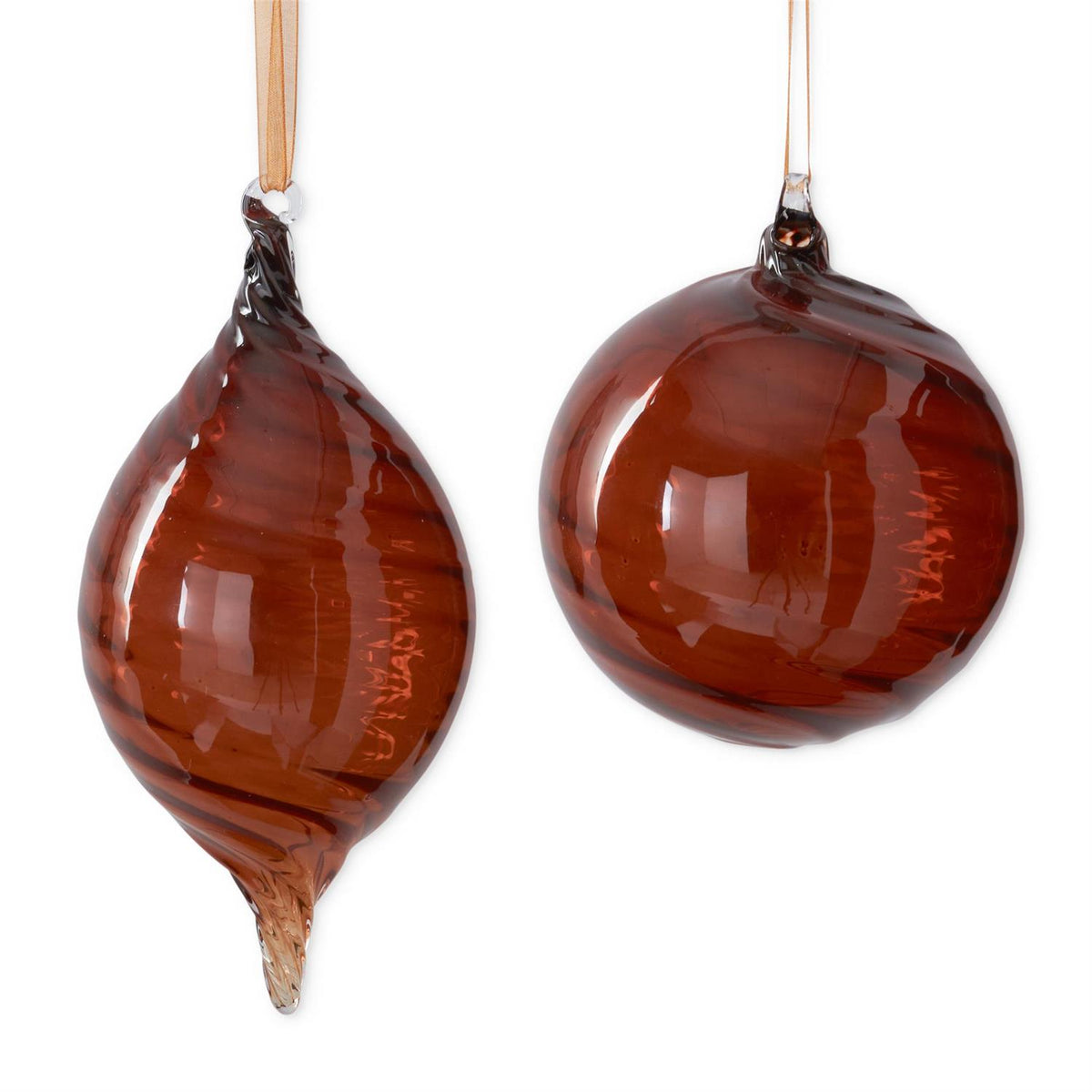 5-8" Brown Swirl Glass Ornament