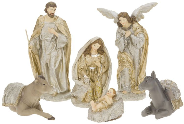 Nativity scene figurine set of six pieces.