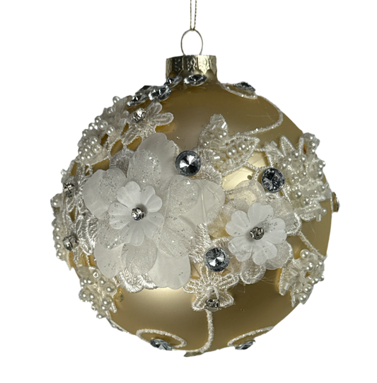 4.5" Gold Lace Gem Ornament