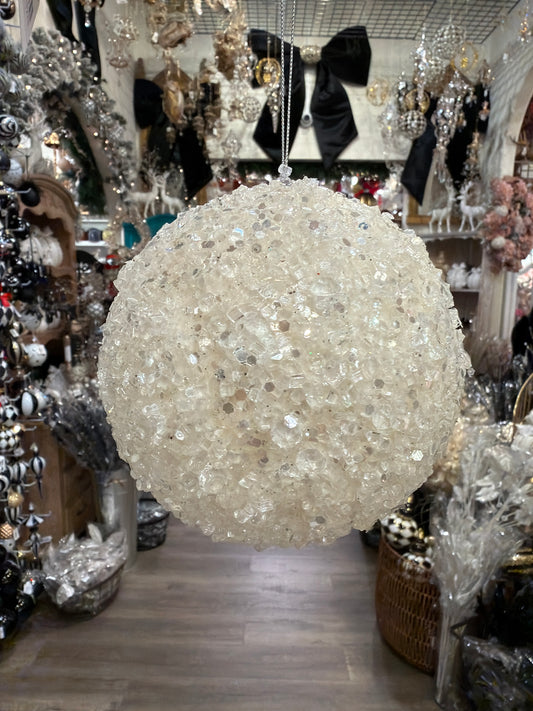 4.5" Ice Encrusted Glamour Ball Ornament