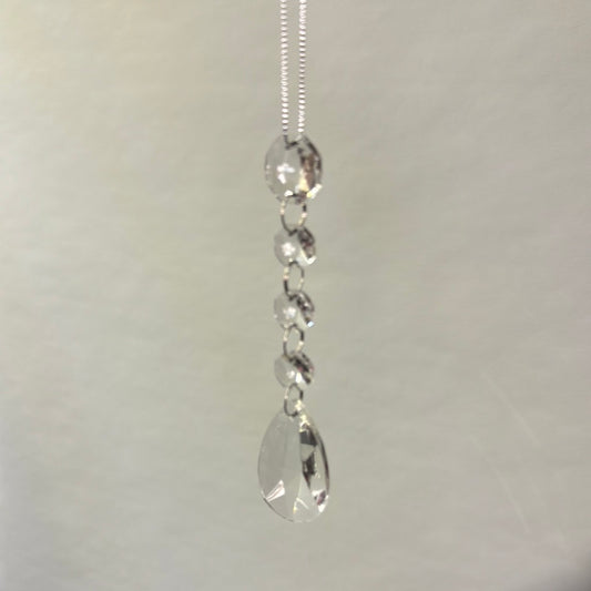 Ornament with crystal drop 5" detail Alternate view.
