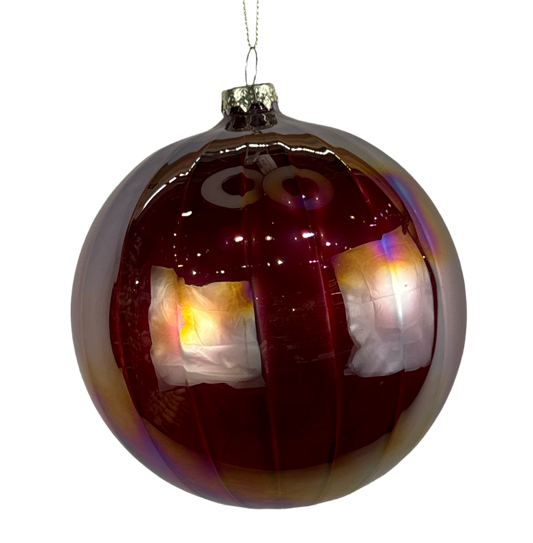 4.5" Plum Stripe Glass Ball Ornament