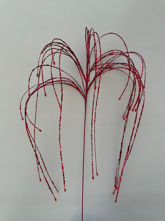 48" Red Chunky Beaded Branch