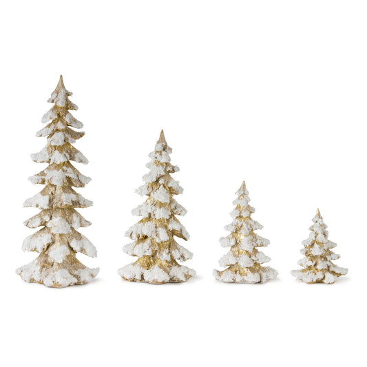 Set/4 6-17" Tree Gold Frost