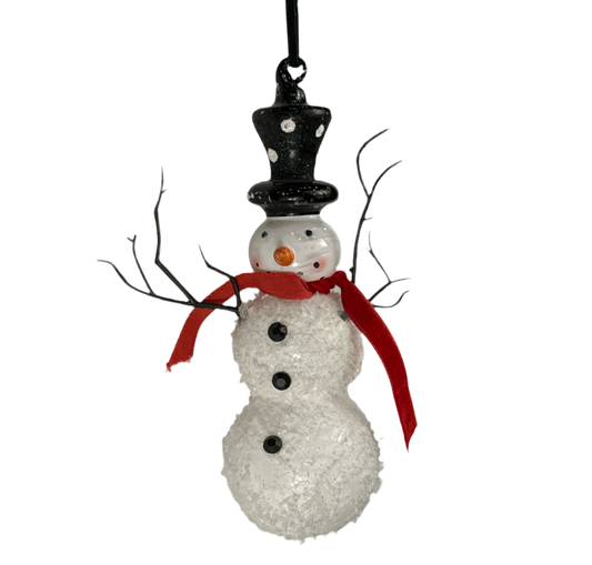 7" Glass Snowman Ornament