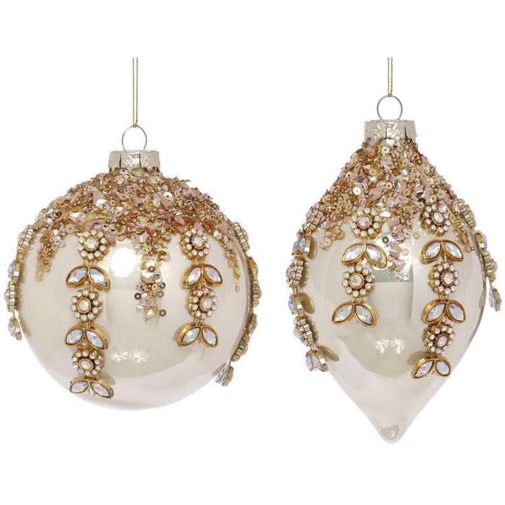 Box/6 4” Jewel Cascade Ornament Champagne