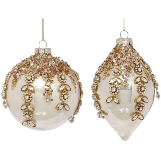 Box/6 4” Jewel Cascade Ornament Champagne