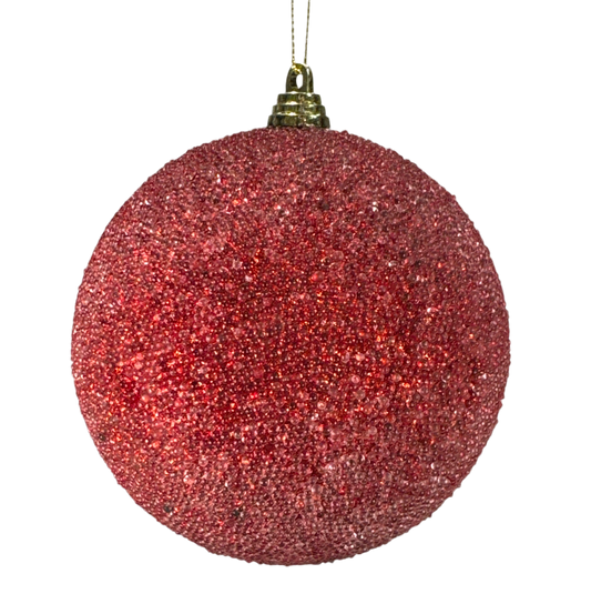 4" Red Beaded Ball Ornament