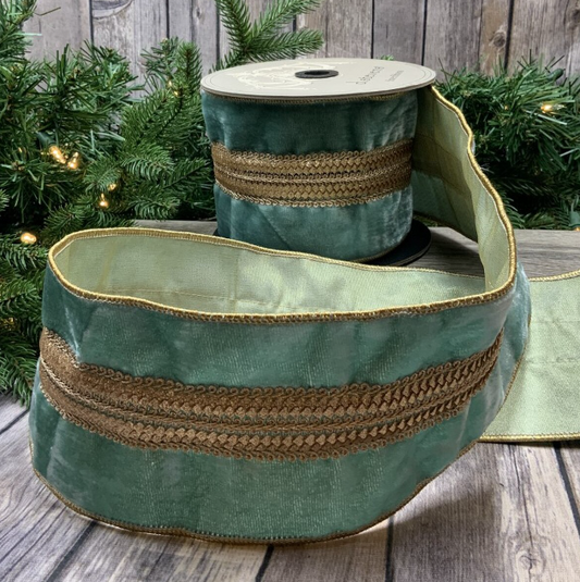 4"x5Y Aqua Velvet Gold Center Trim