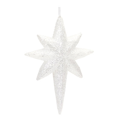 White glitter star ornament.