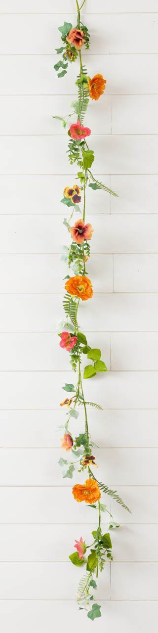 70" Garland Poppy & Pansy