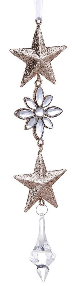 Champagne clear rhinestone star ornament, 10 inches