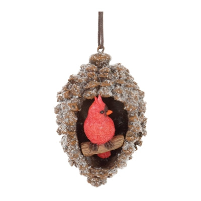 4" Cardinal Pinecone Ornament
