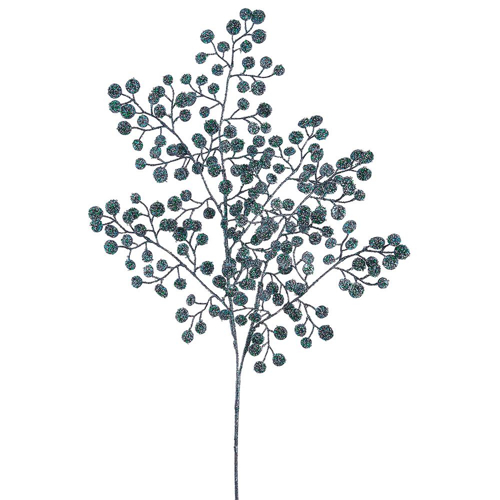 Peacock green glittered jade stem spray, 38 inches